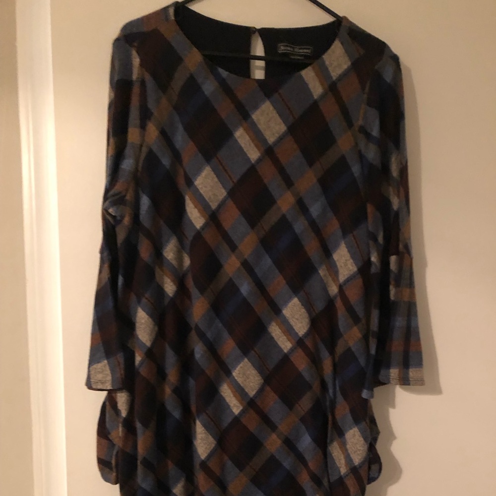 Jessica Howard size 2x brown and blue flannel dress